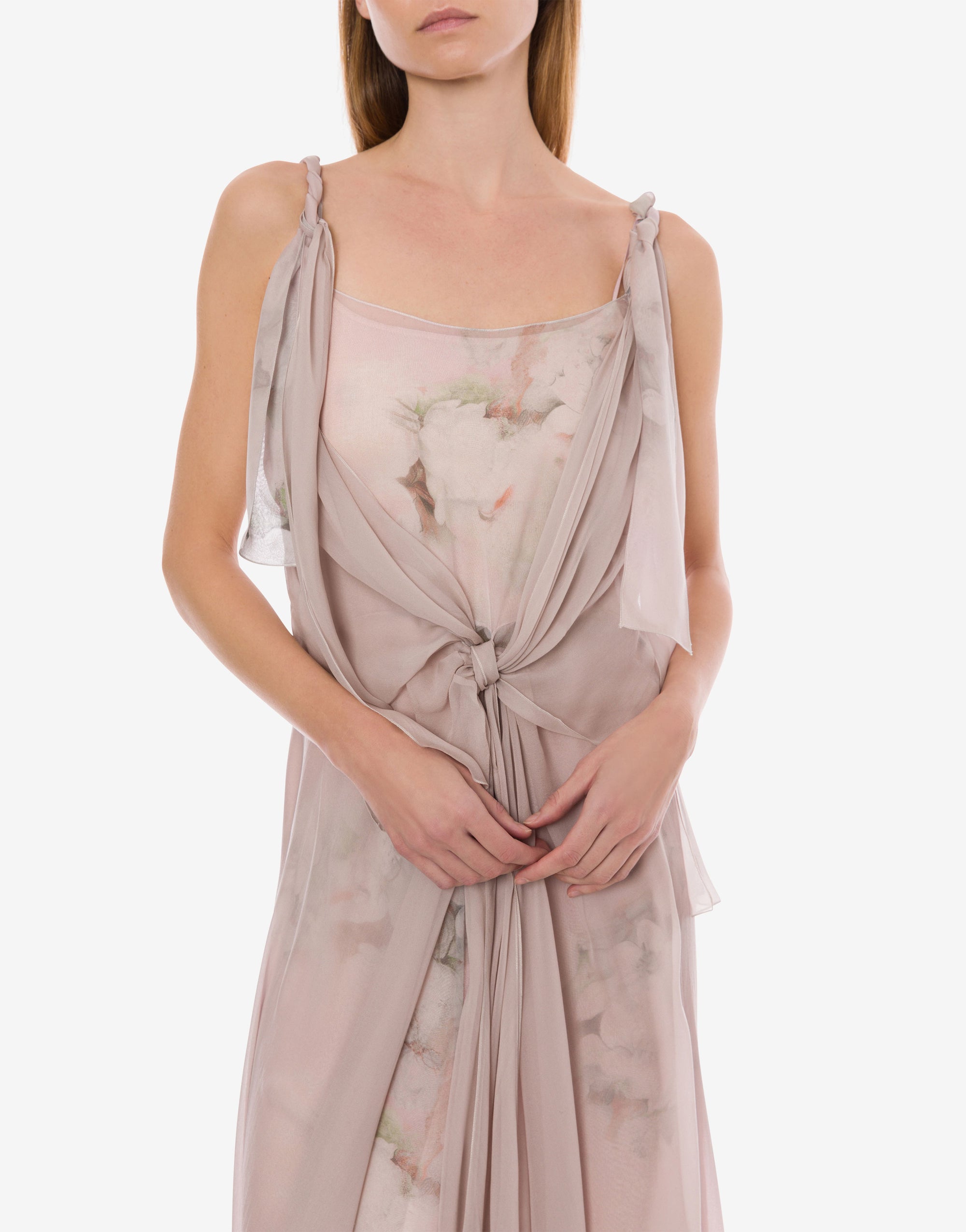 Robe longue sans manches en soie à imprimé floral - Fantasy Pink