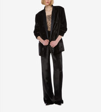 Double breasted shiny velvet blazer - Black