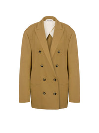 Wool blend double breasted blazer - Beige