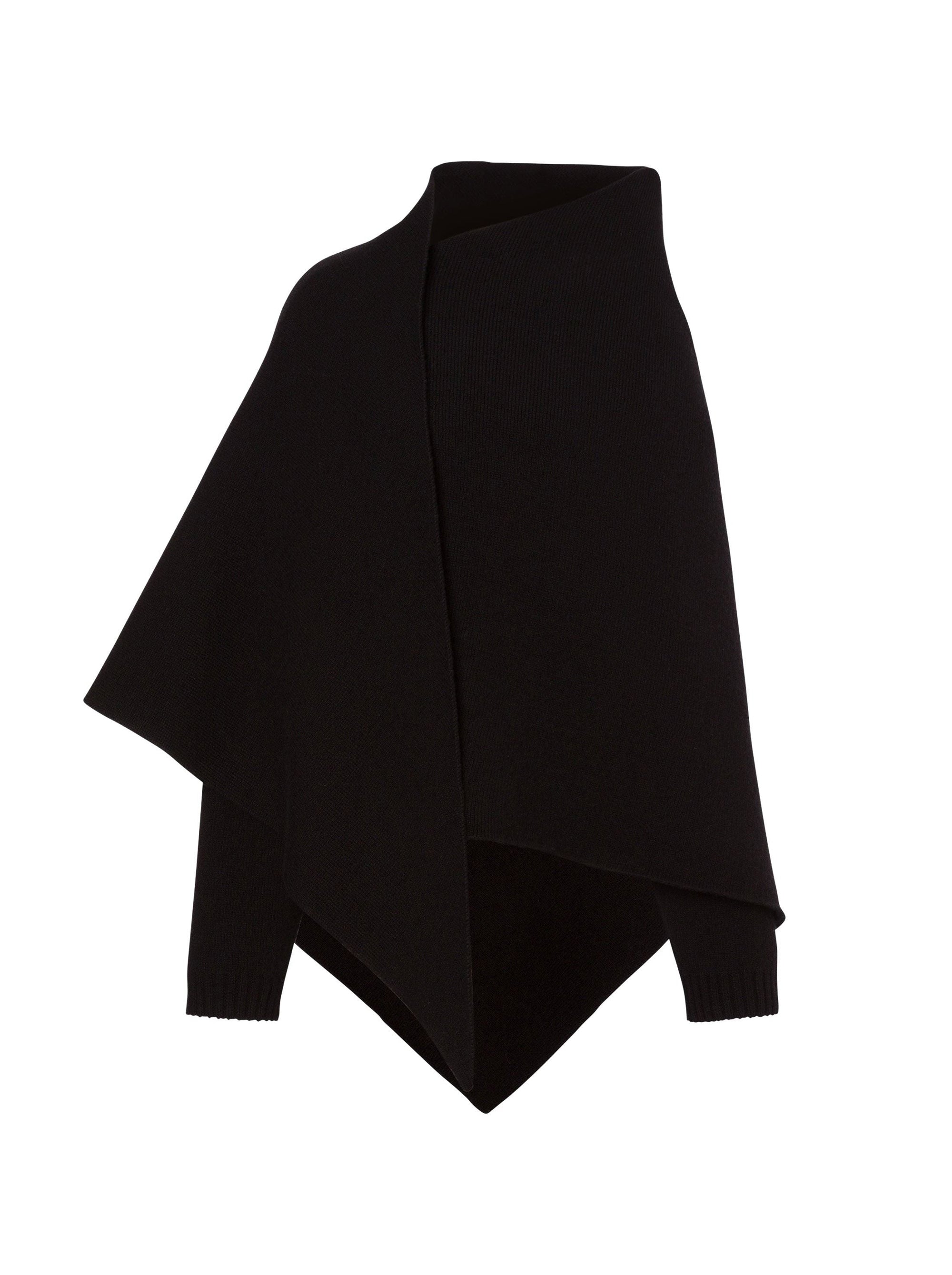 Cape en laine et cachemire - Black