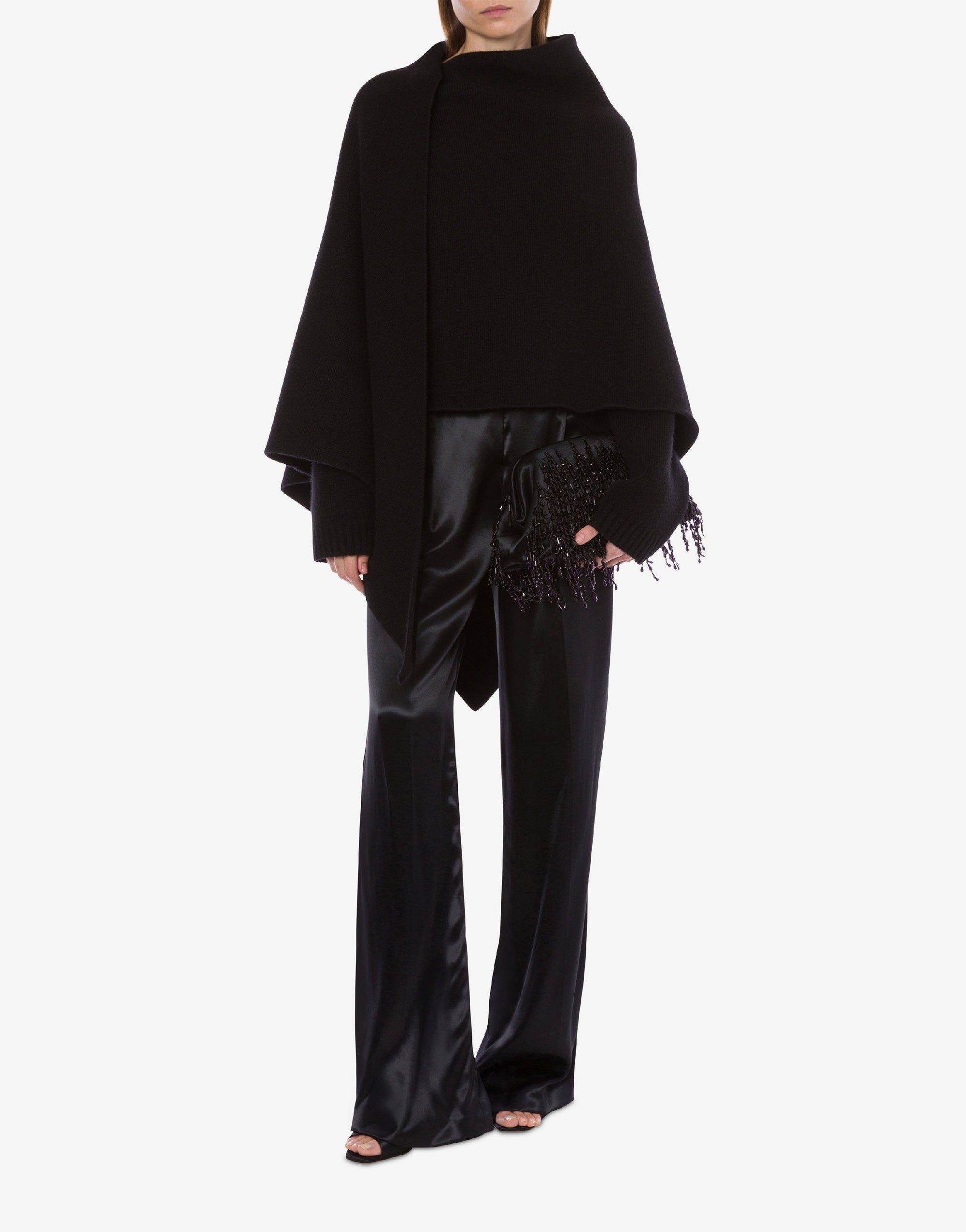 Cape en laine et cachemire - Black