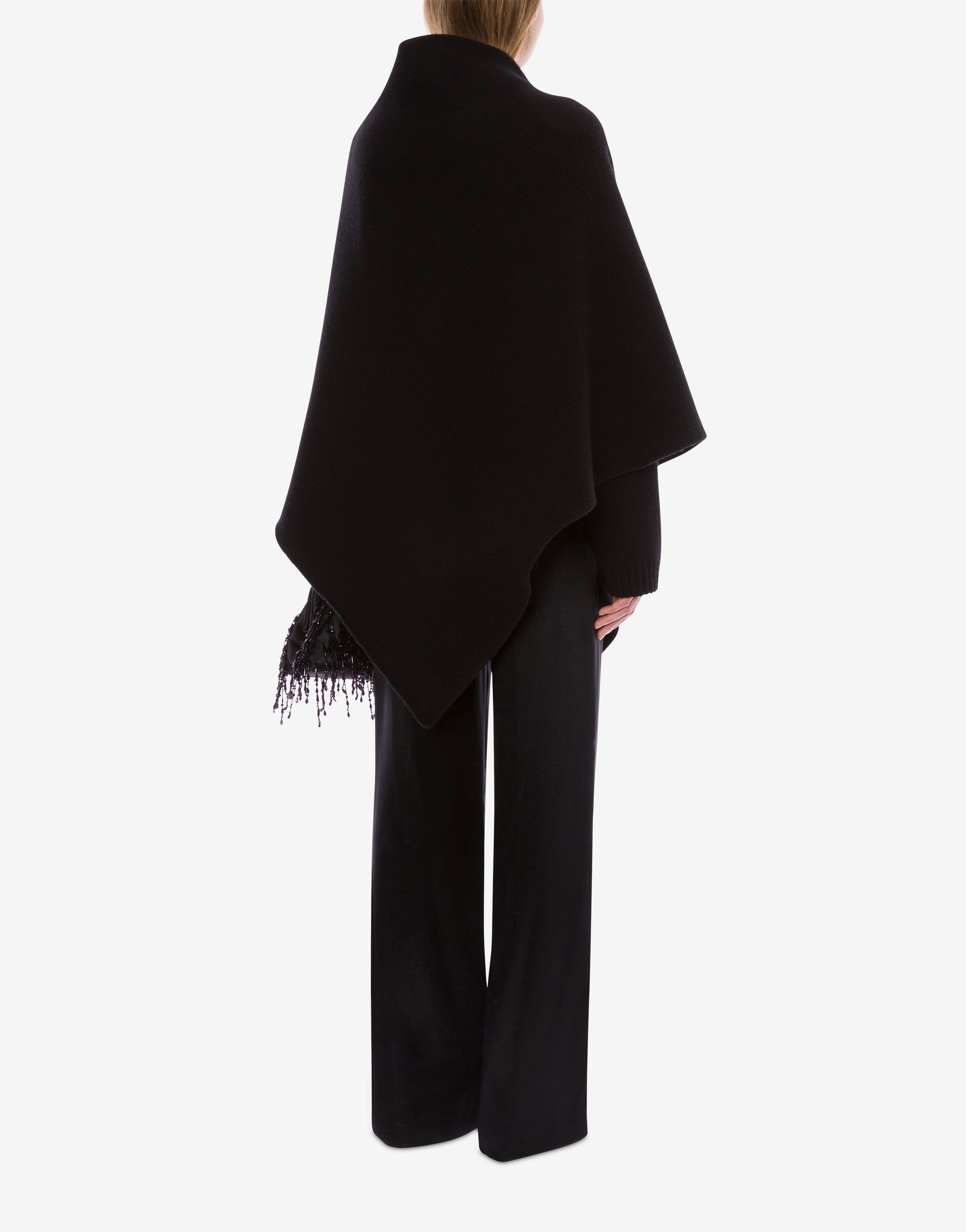 Cape en laine et cachemire - Black