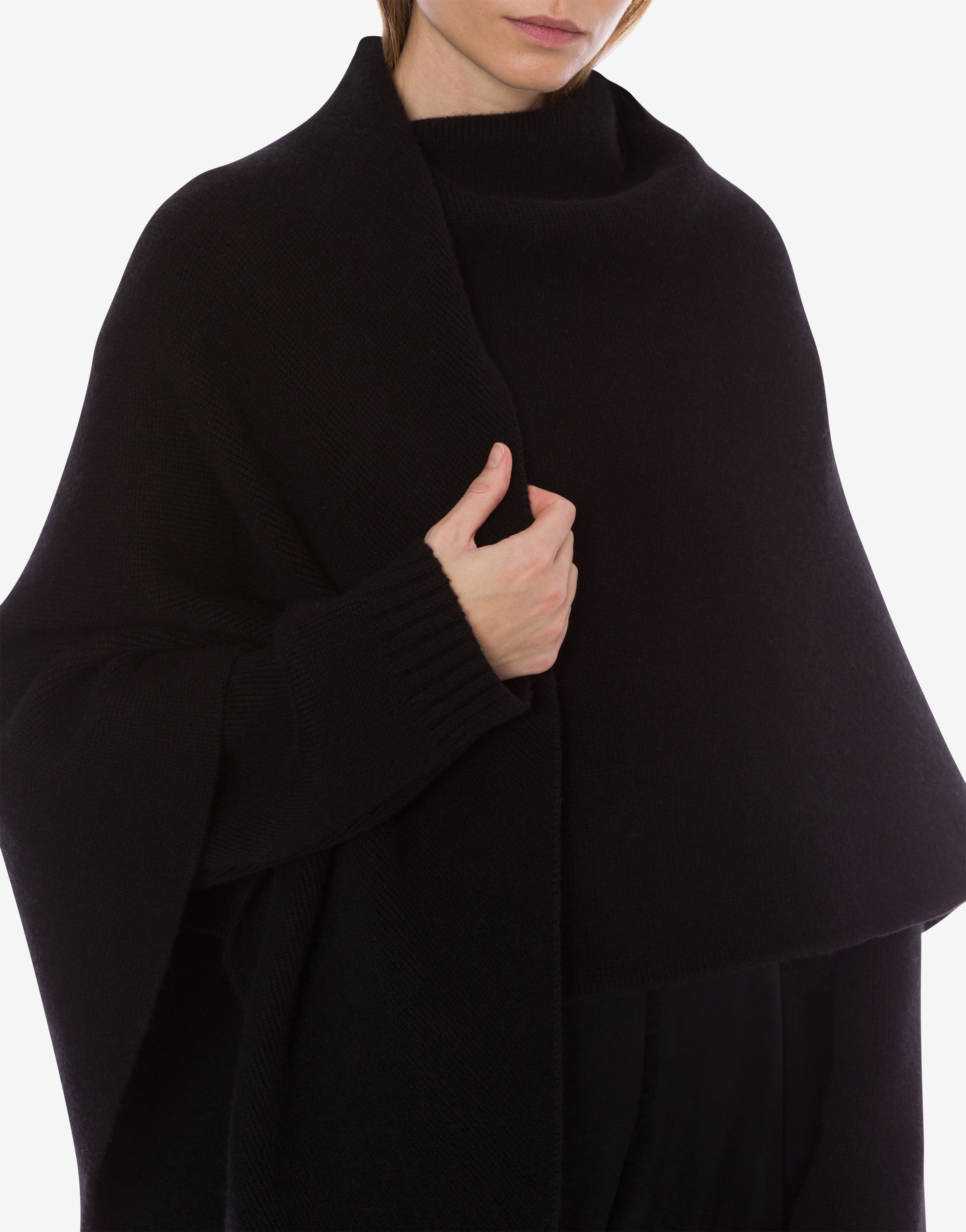 Cape en laine et cachemire - Black