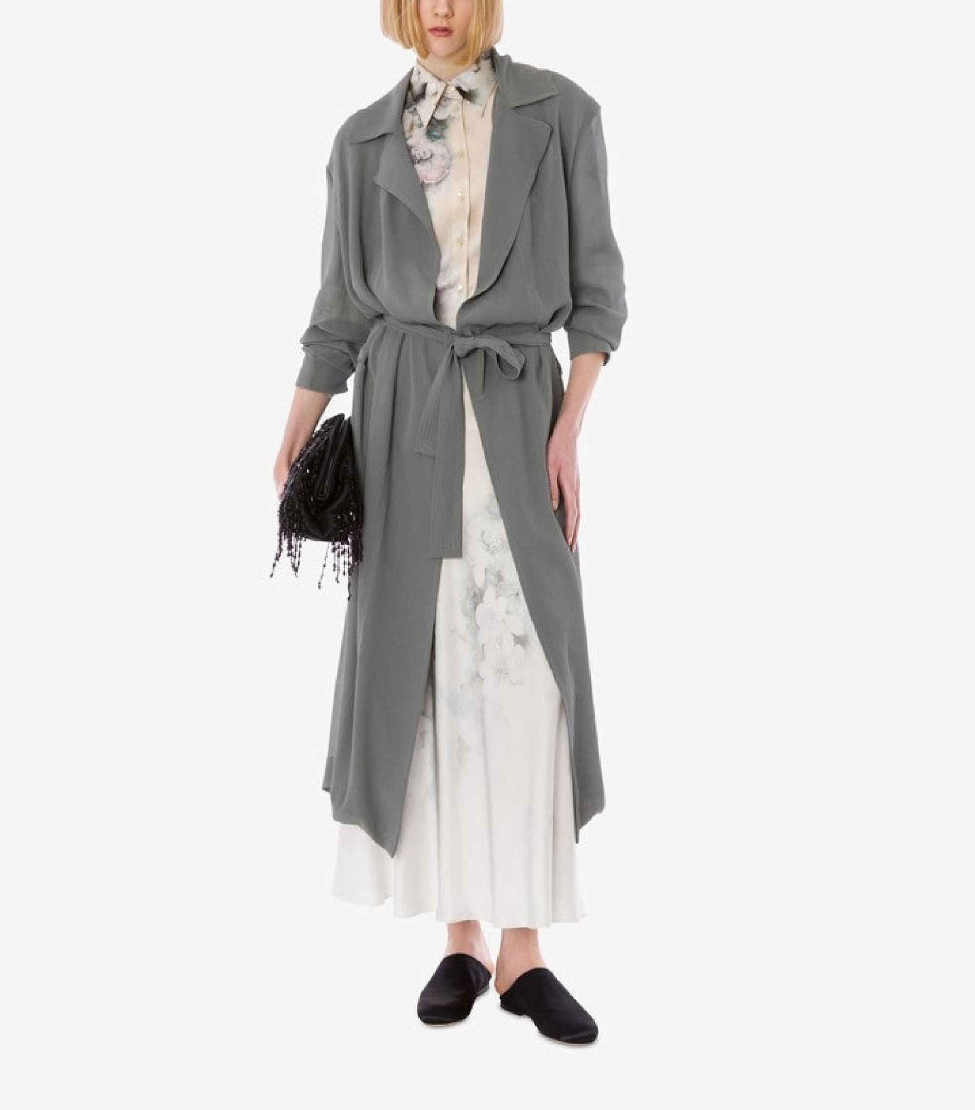 Trench-coat long ceinturé - Grey