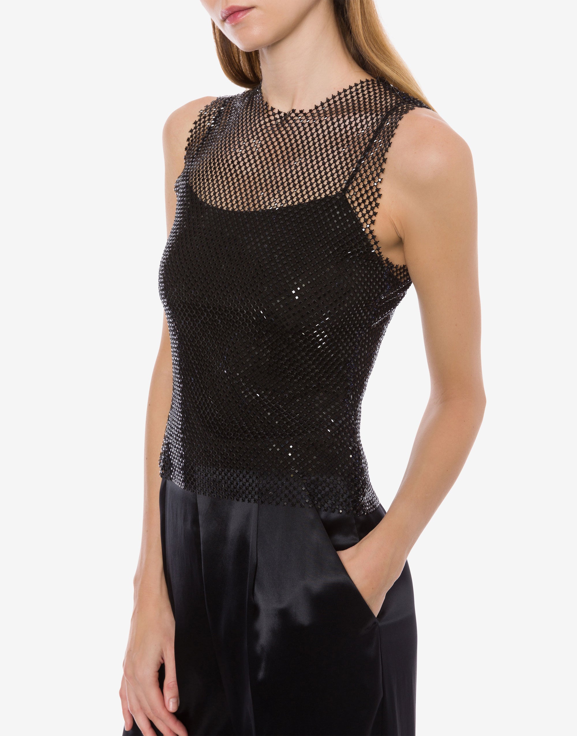 Top en maille et strass - Dark Grey
