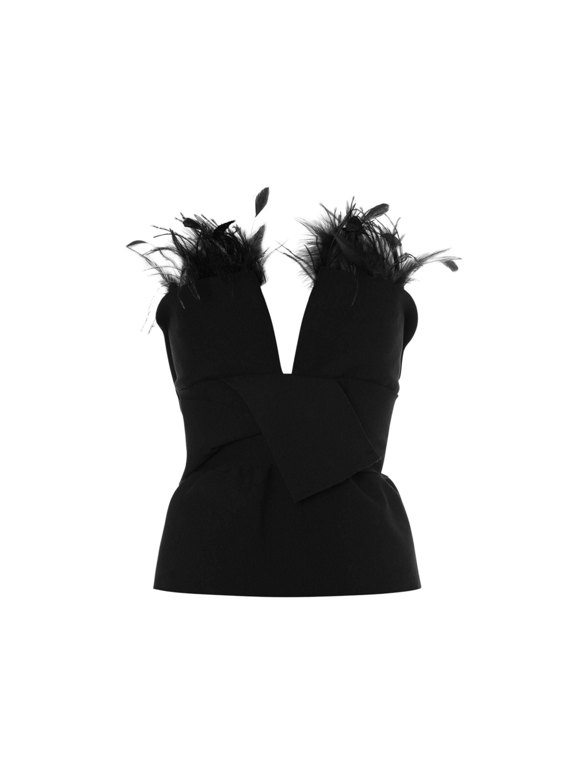 Top extensible avec plumes - Black