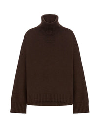 Pull col roulé en laine et soie - Brown