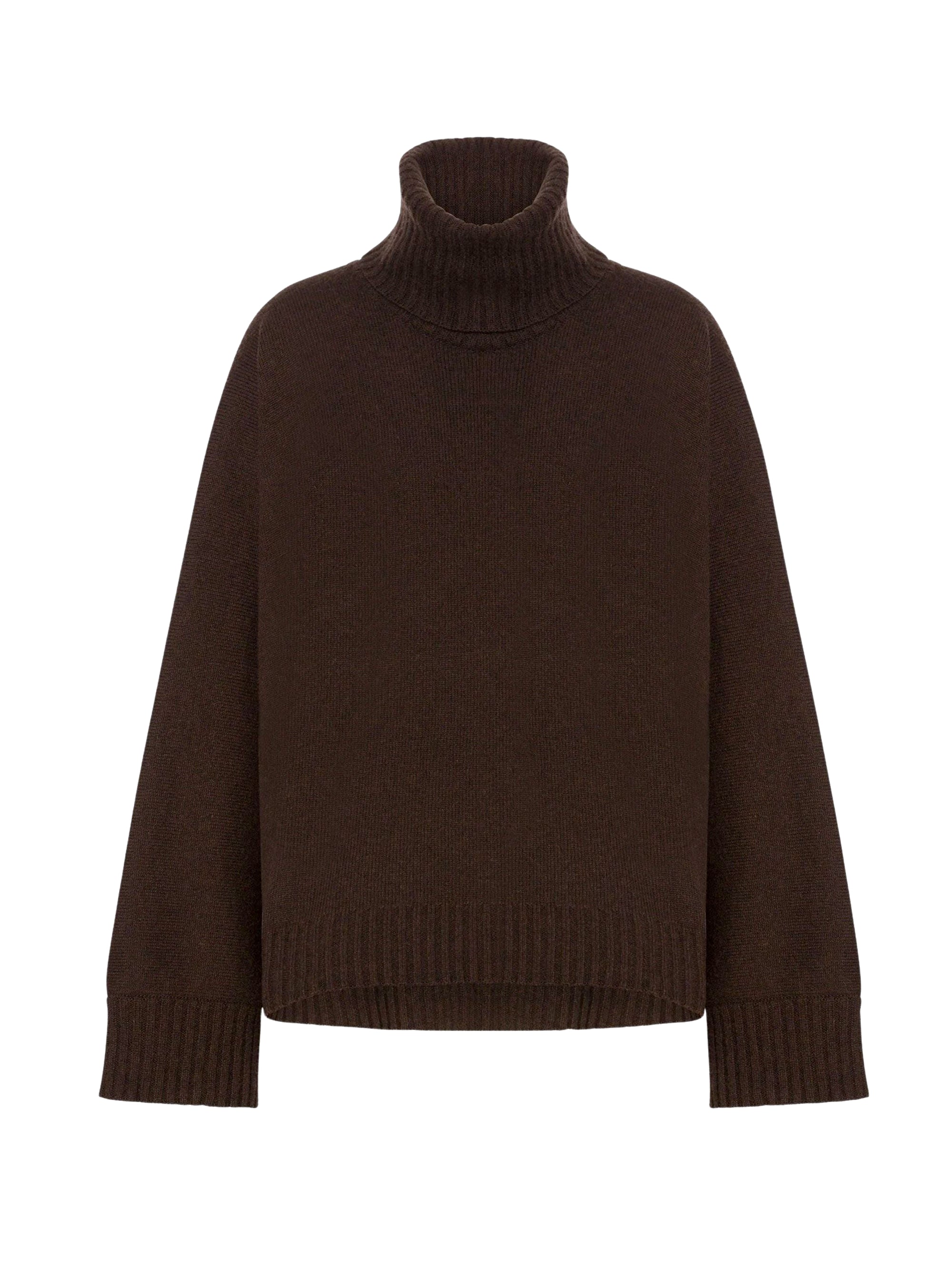 Pull col roulé en laine et soie - Brown