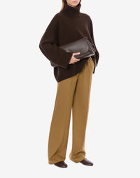 Pull col roulé en laine et soie - Brown