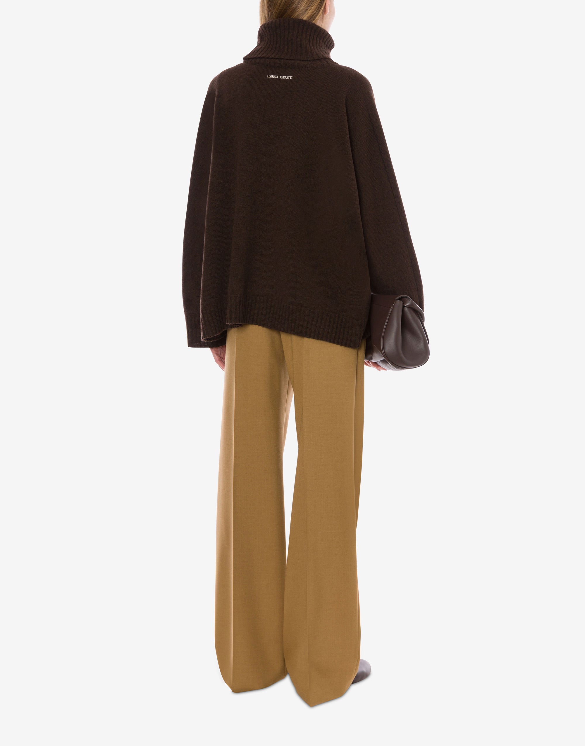 Pull col roulé en laine et soie - Brown