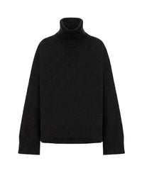 Pull col roulé en laine et soie - Black