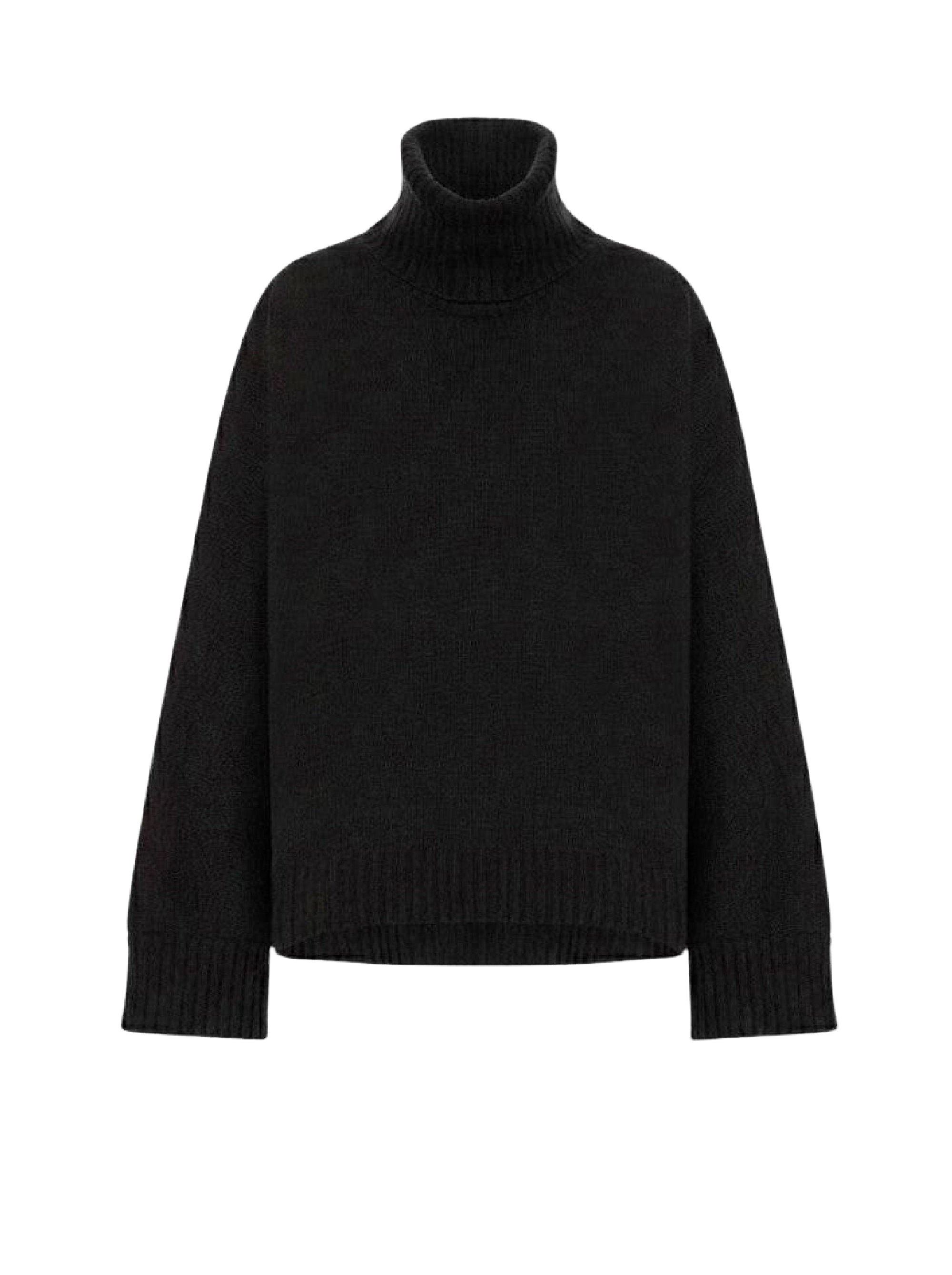 Pull col roulé en laine et soie - Black