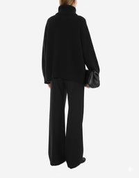 Pull col roulé en laine et soie - Black