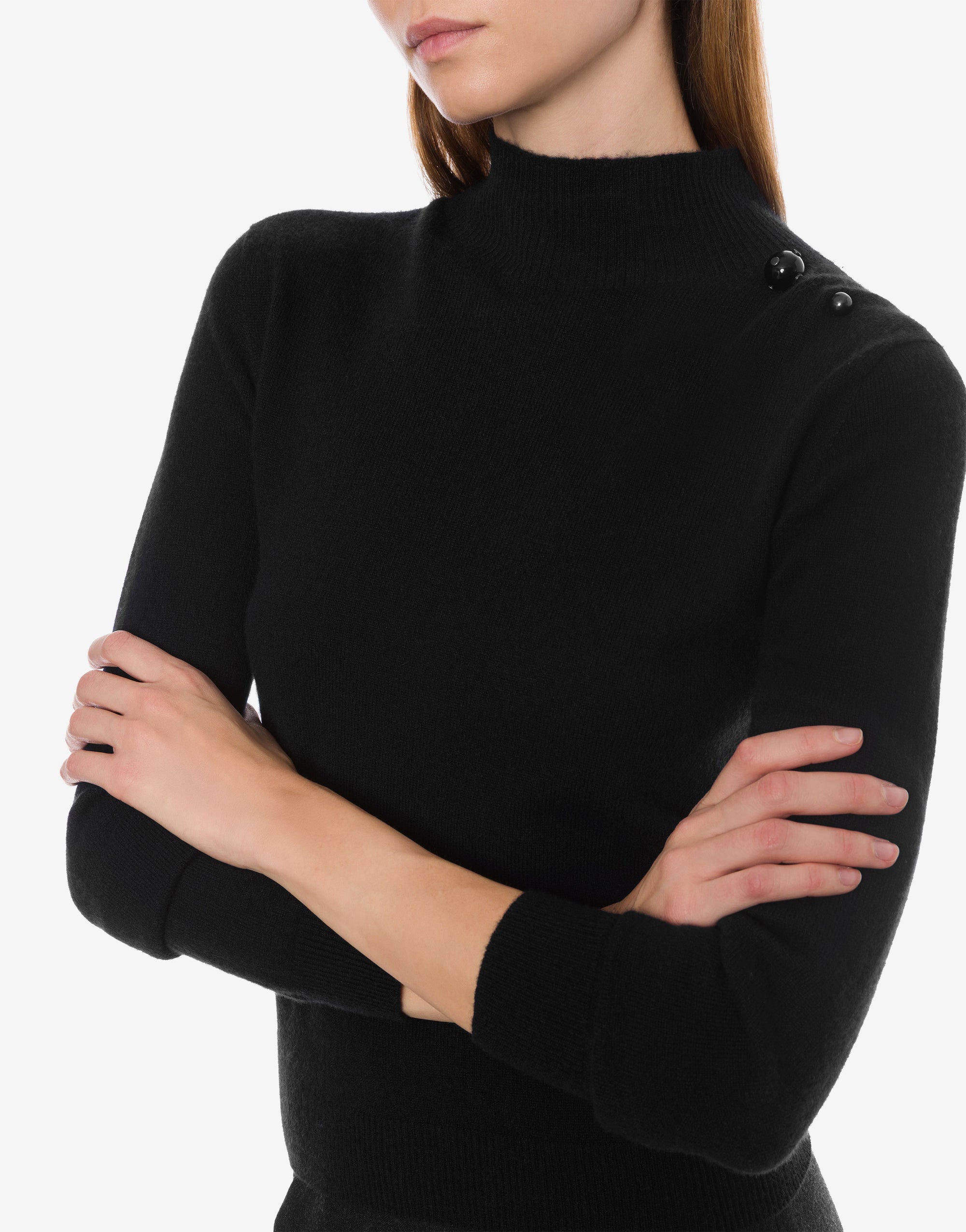 Pull en cachemire à encolure relevée - Black