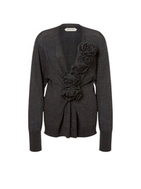Pull en laine avec broderies florales - Grey