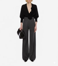 Pull en laine avec broderies florales - Black