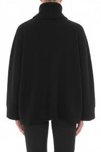 Pull col roulé en maille orné de perles en laine - Black