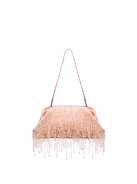 Sac en soie mélangée avec franges perlées - Pink