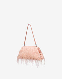 Sac en soie mélangée avec franges perlées - Pink