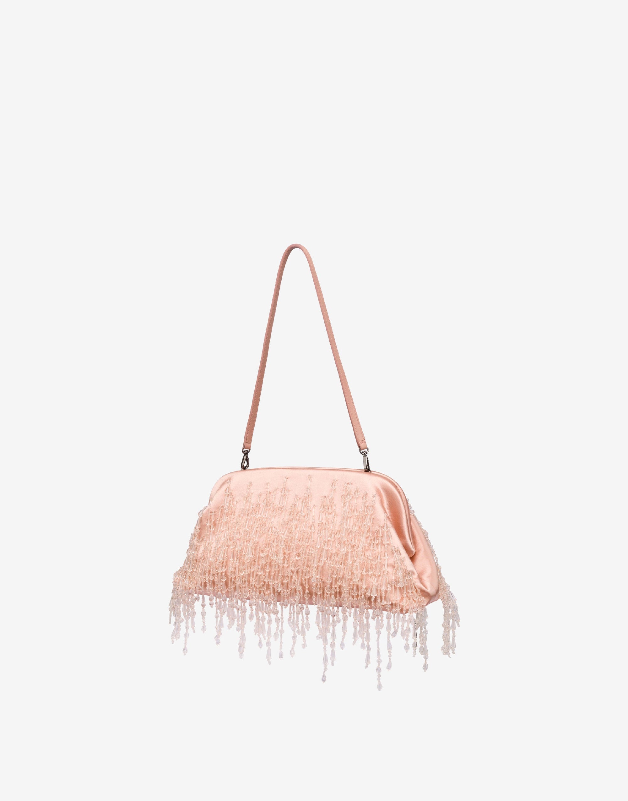 Sac en soie mélangée avec franges perlées - Pink