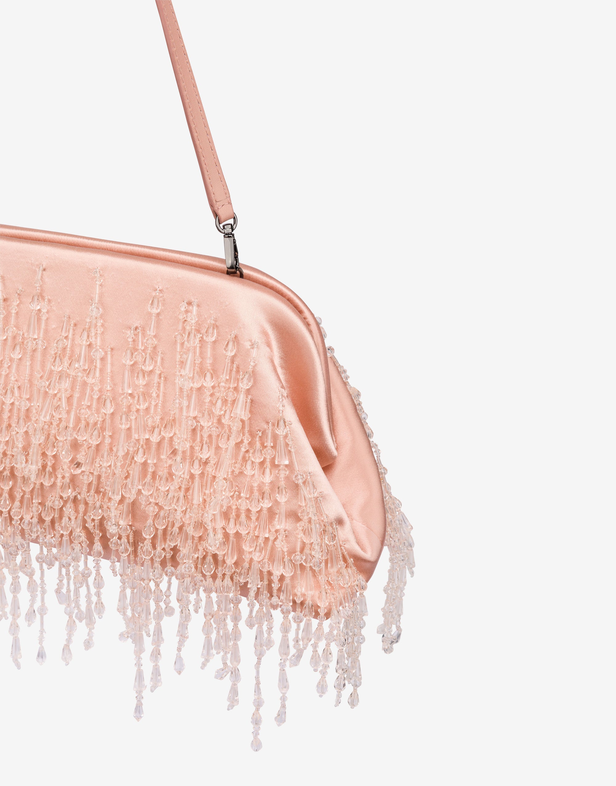 Sac en soie mélangée avec franges perlées - Pink