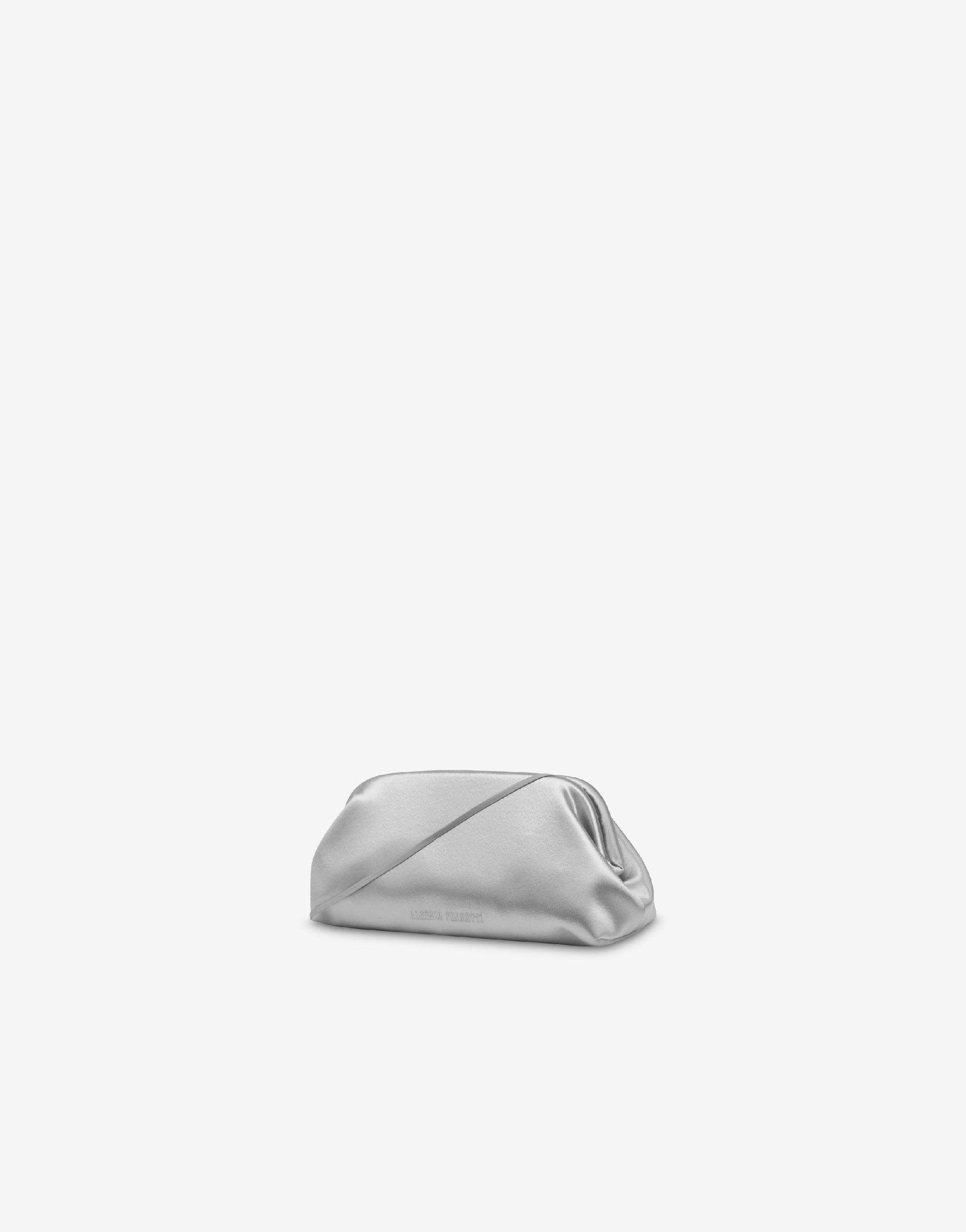 Mini pochette en satin brillant - Ice Grey