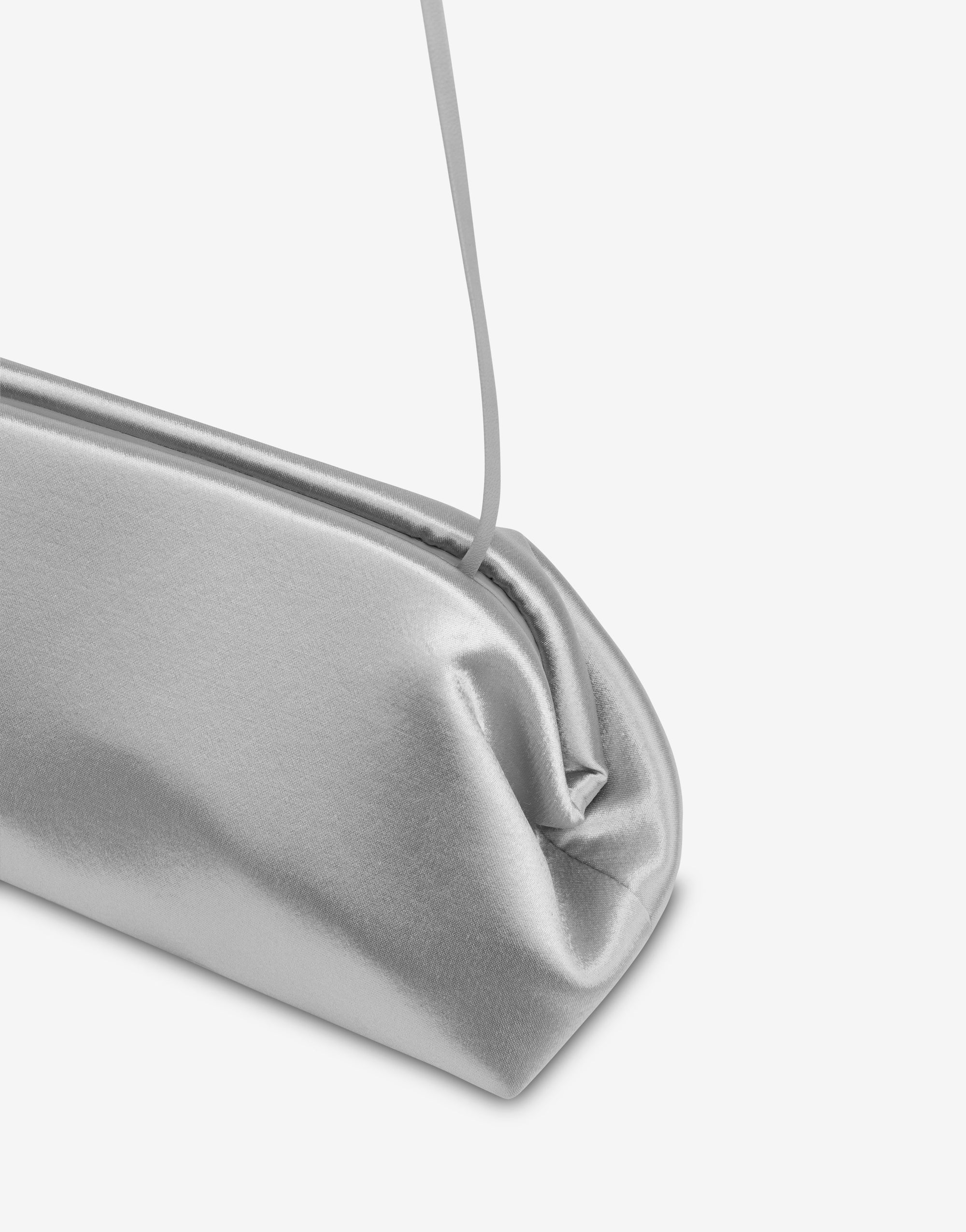 Mini pochette en satin brillant - Ice Grey