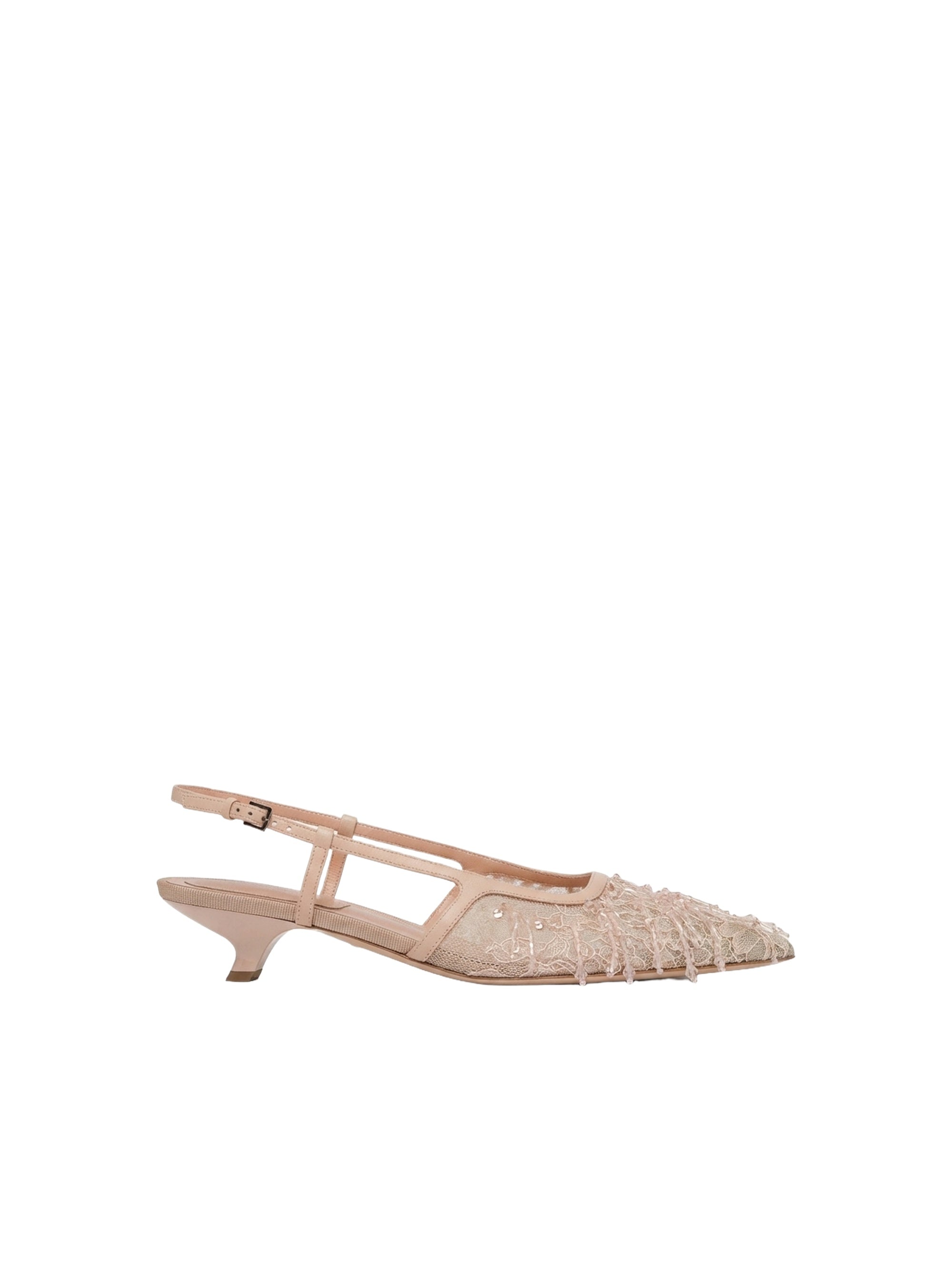Slingback en dentelle avec franges - Pink