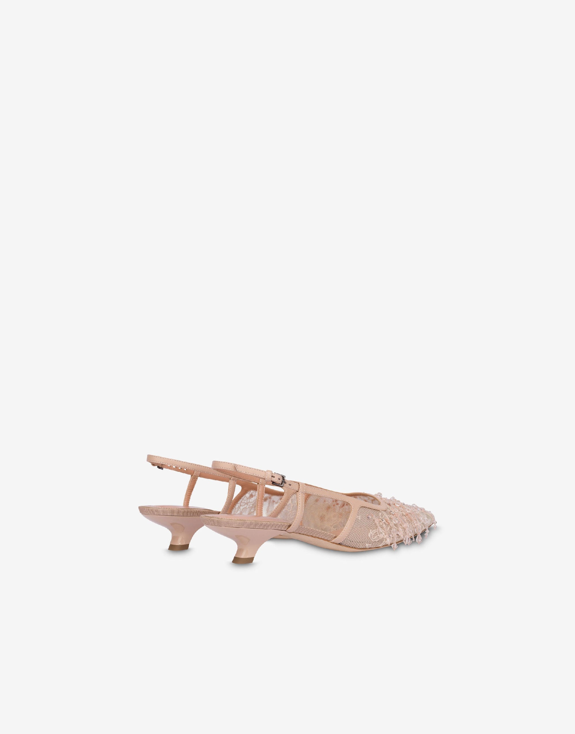 Slingback en dentelle avec franges - Pink
