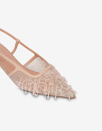 Slingback en dentelle avec franges - Pink