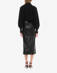 Jupe midi en daim plongé - Black