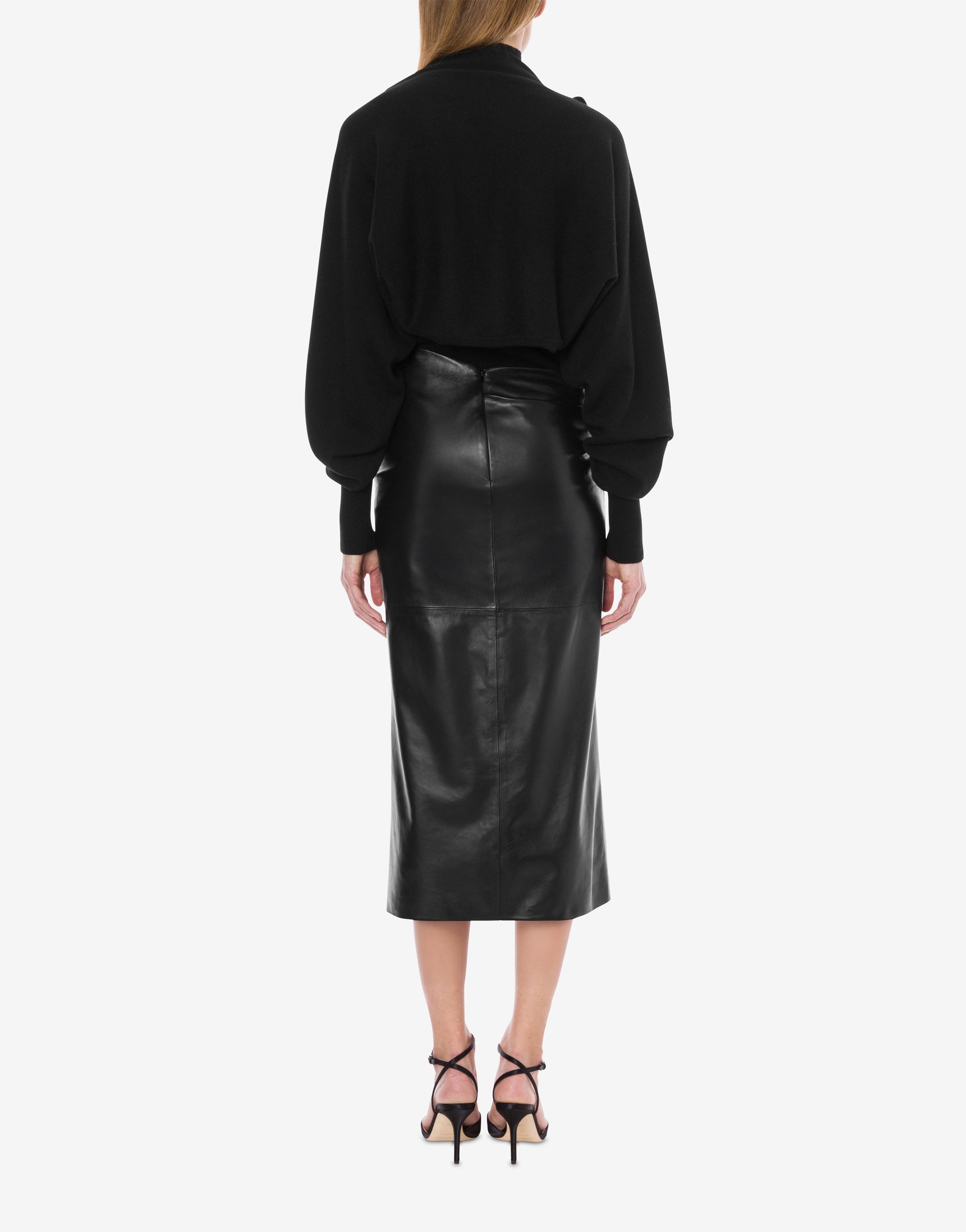 Jupe midi en daim plongé - Black