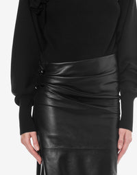 Jupe midi en daim plongé - Black