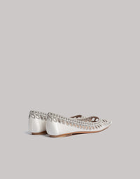 Ballerines pointues en broderie anglaise - White