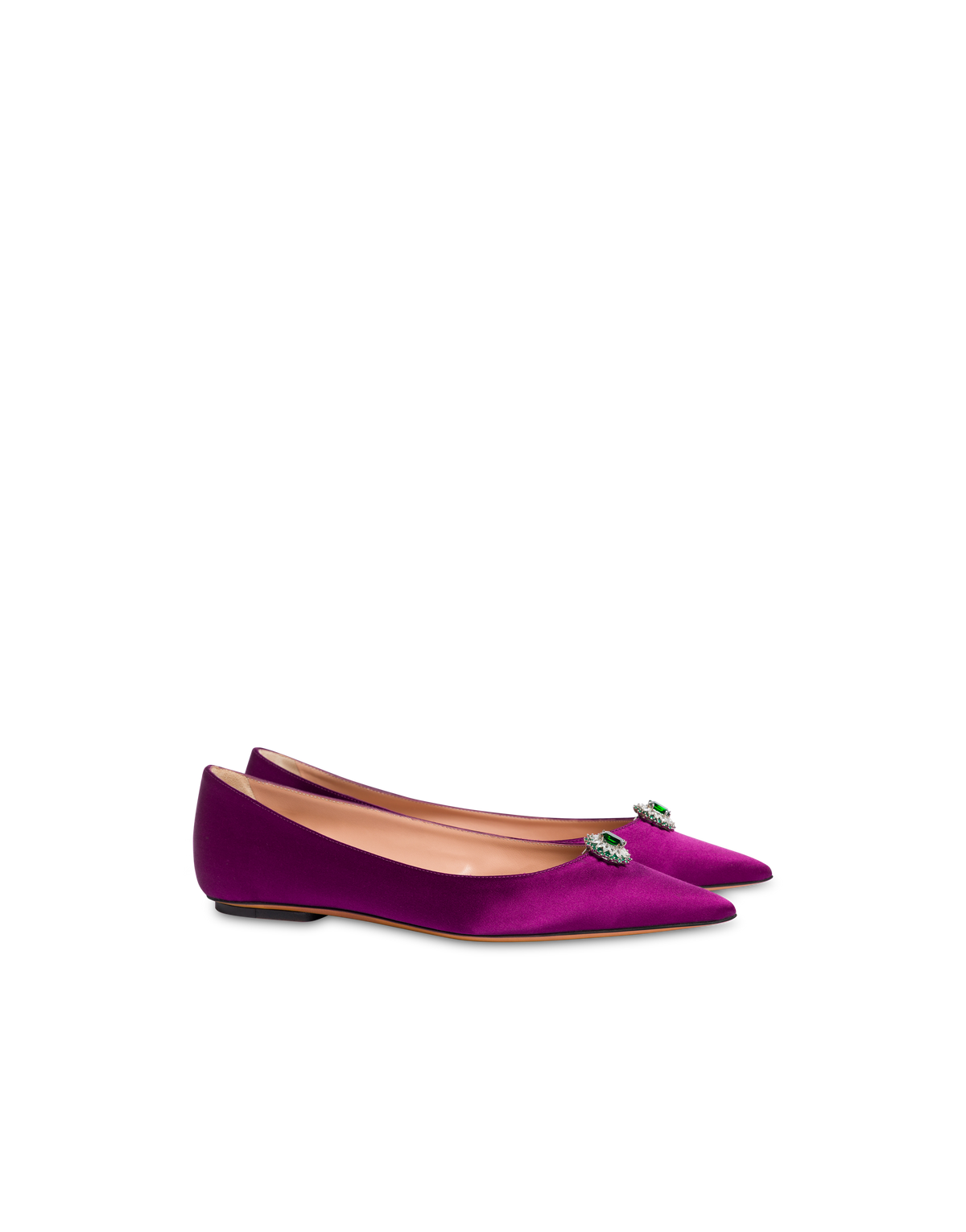 Ballerines pointues avec broche en émeraude - Purple