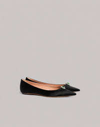 Ballerines pointues avec broche en émeraude - Black