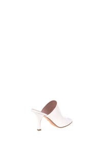 Mule en Cuir à Talon Haut - White
