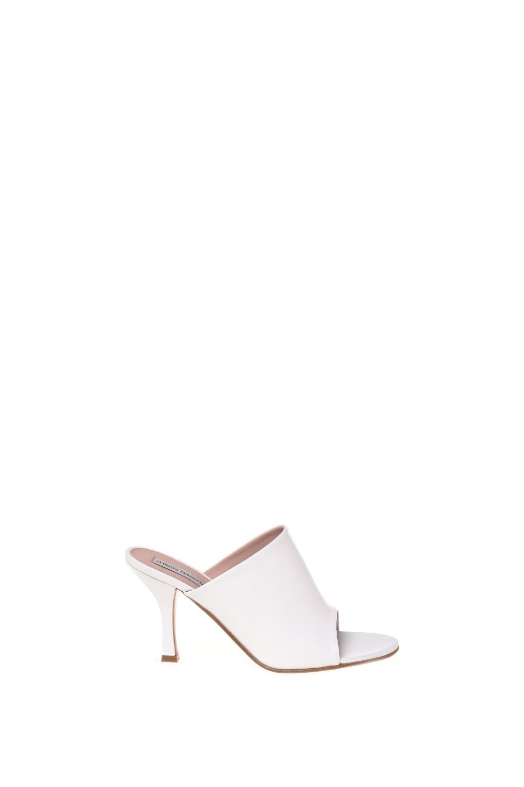 Mule en Cuir à Talon Haut - White