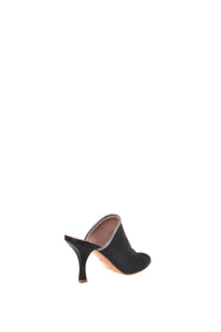 Mules en satin ornées de strass - Black