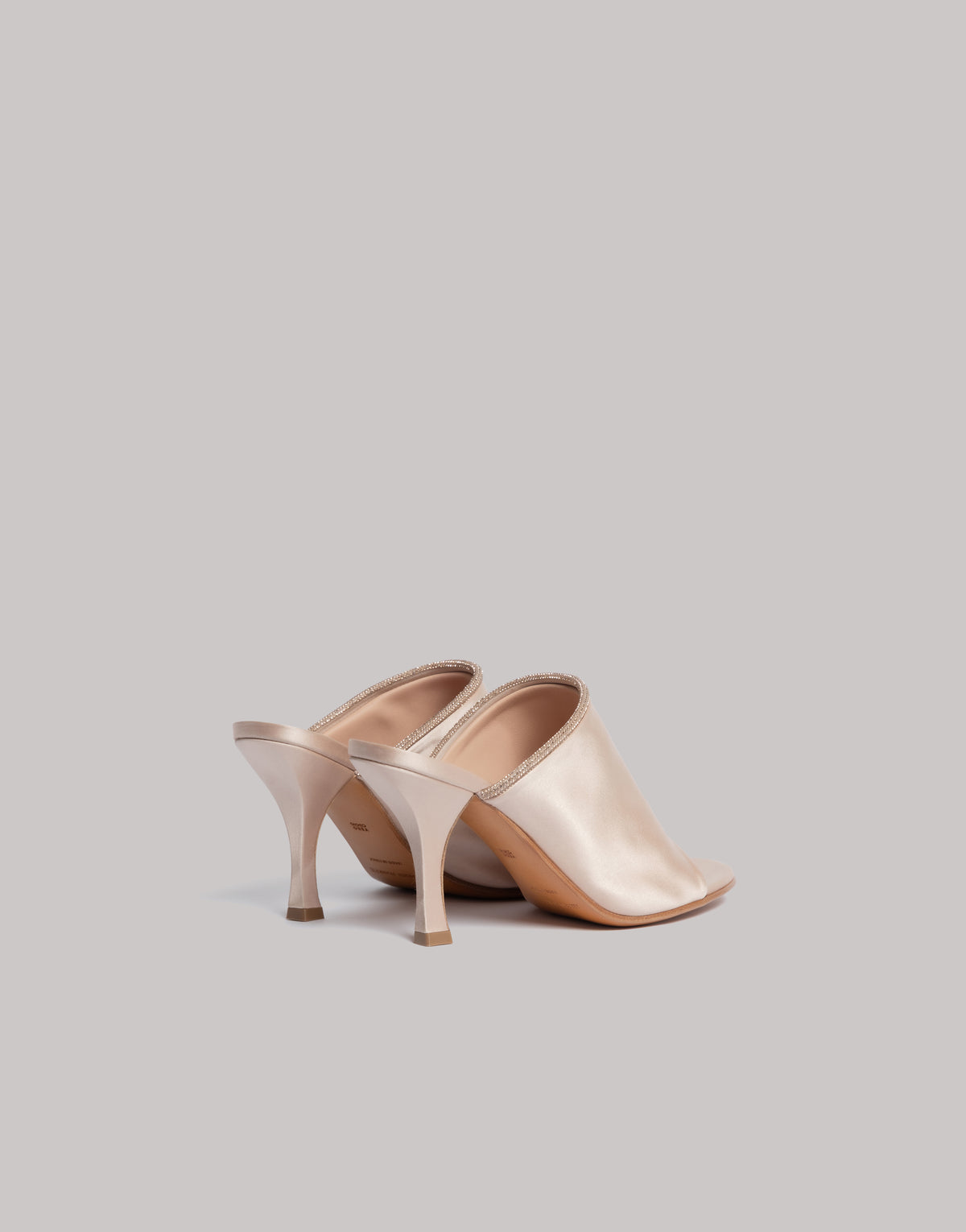 Mules en satin ornées de strass - Pink