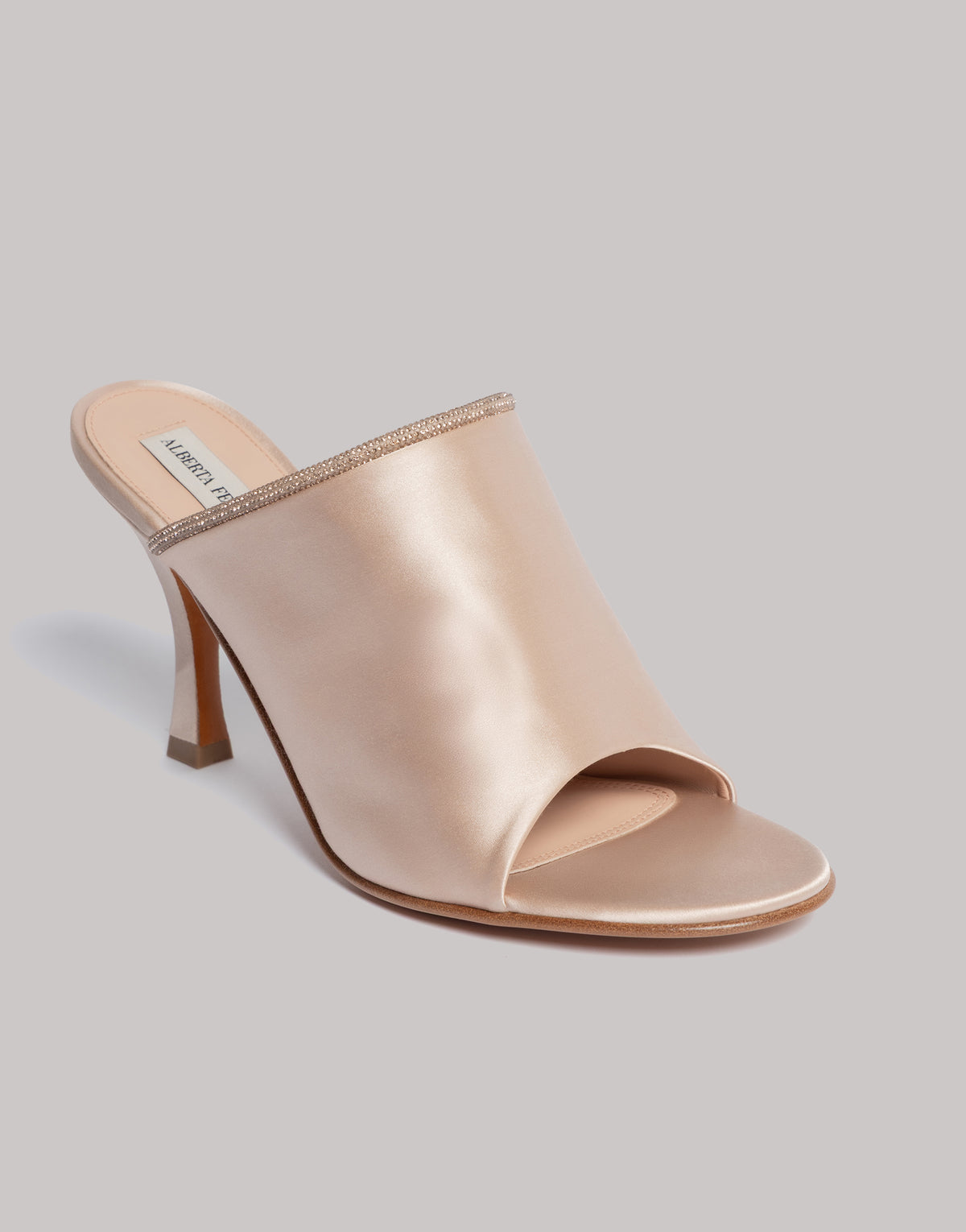 Mules en satin ornées de strass - Pink