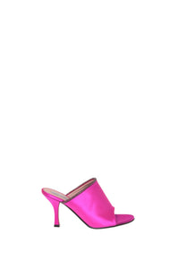 Mules en satin ornées de strass - Pink