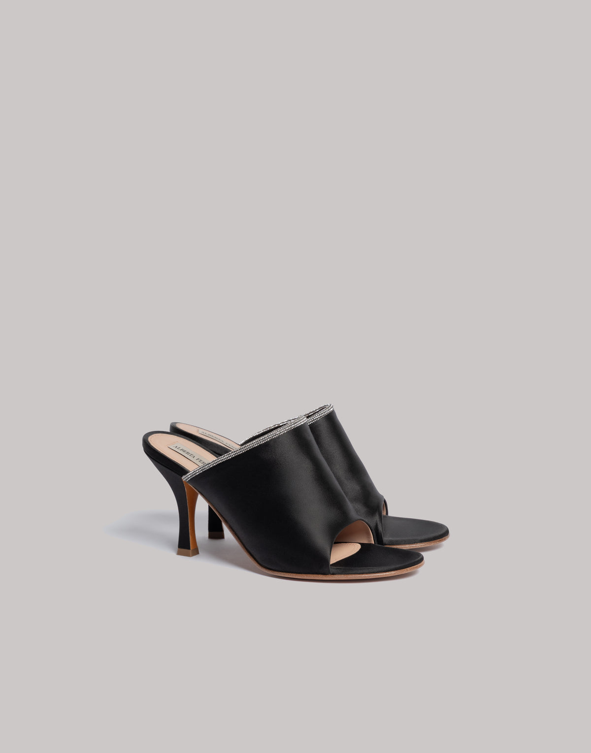 Mules en satin ornées de strass - Black