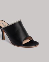 Mules en satin ornées de strass - Black