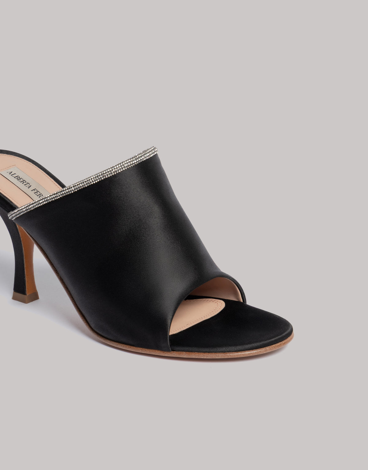 Mules en satin ornées de strass - Black