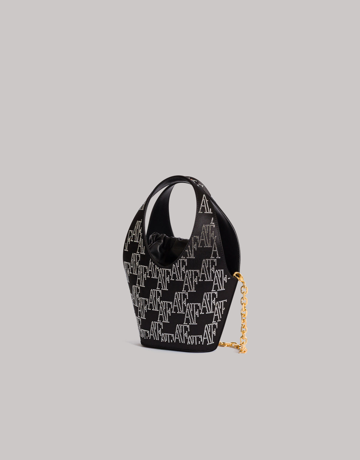 Mini sac à main en satin avec bandoulière chaîne - Black