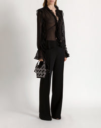 Mini sac à main en satin avec bandoulière chaîne - Black