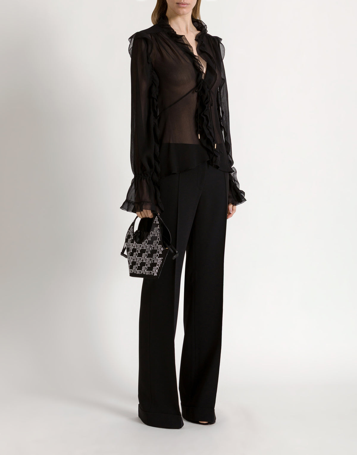 Mini sac à main en satin avec bandoulière chaîne - Black