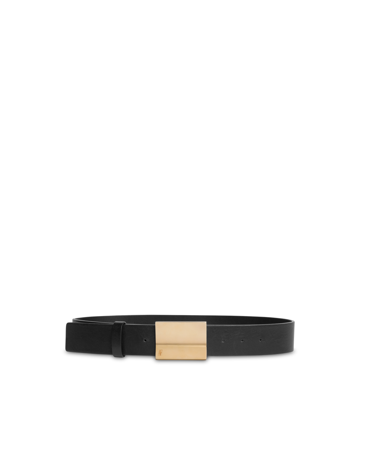 Ceinture en cuir avec boucle dorée - Black