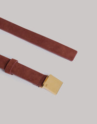 Ceinture en daim avec boucle dorée - Brown Orange